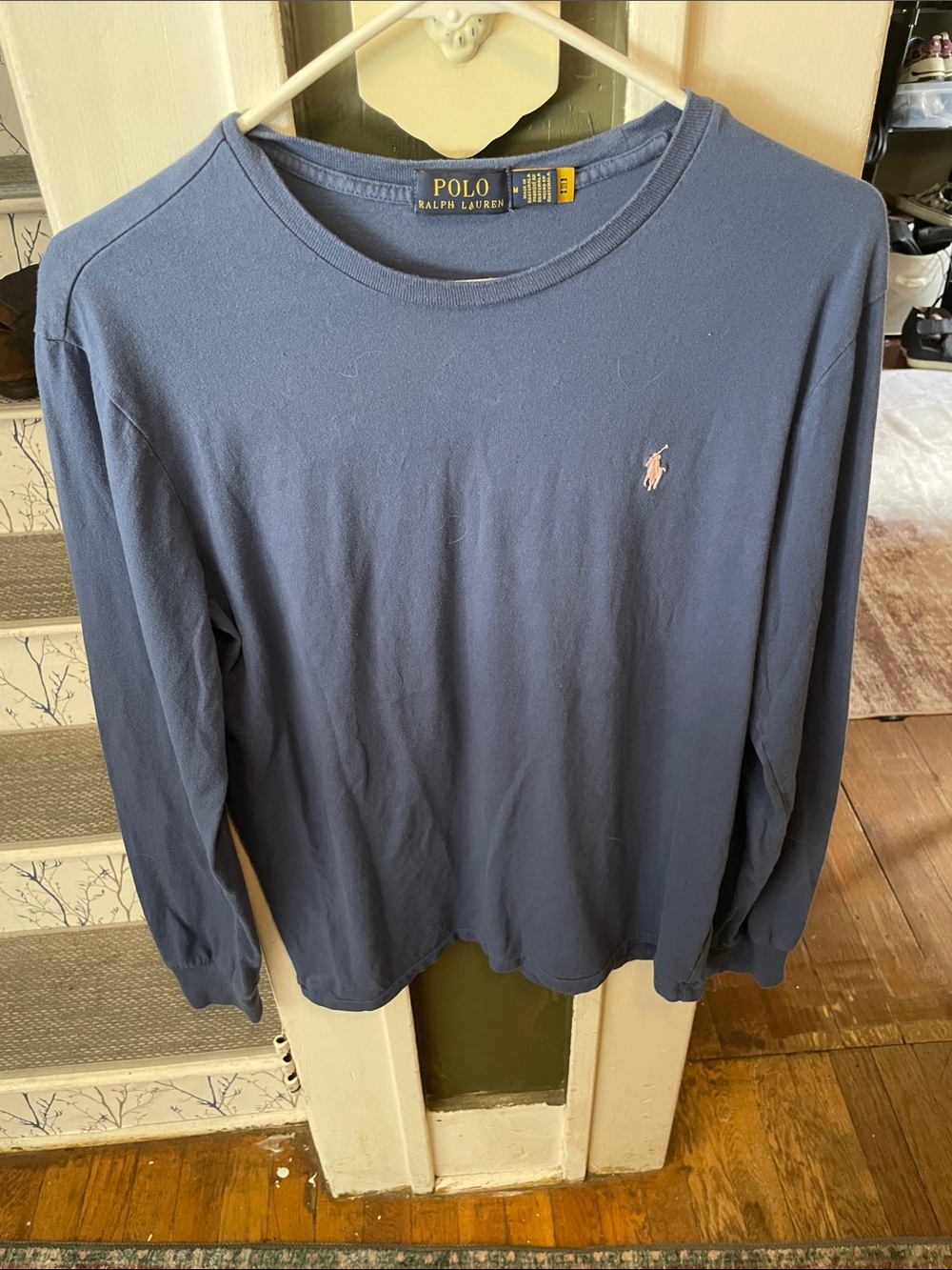 Lauren Ralph Lauren Long Sleeve Tee in Periwinkle Blue with Pink Pony